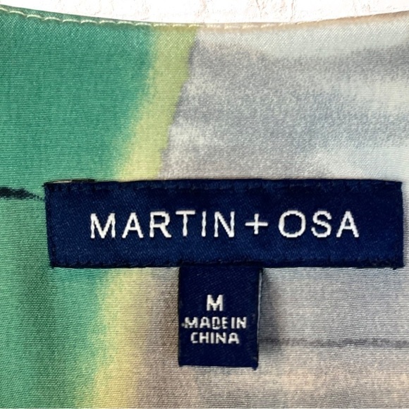 Martin + Osa 100% Silk Watercolor Floral Dress Olive green silk - Picture 6 of 8